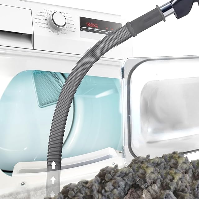 Dryer Vent Cleaner Kit, Dryer Lint Vacuum Attachment Compatible with Most Vacuum Cleaner, Flexible Lint Remover Cleaning Tool, Deep Gray