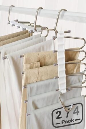 2packs Pants Hangers Space Saving Metal Closet Organizer,Clothes Pant Jean Hangers,Anti-Slip Design,Closet Organizers and Storage for Skirts Scarf Legging