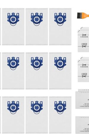 12 Pack 3D Airclean Bags Compatible with Miele GN Vacuum Cleaner Bags, Fit for Classic C1 Complete C1 C2 C3 S2 S5 S8, S227/S240, S270/S280 Series with 4 Pairs Pre-motor and Post-motor Filters