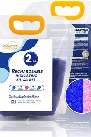2 lbs Silica Gel Desiccant Beads– Premium Blue to Pink 3mm Silica Beads, Reusable Desiccant Bulk for 3D Filament, Electronics, Cameras, Jewelry, and Safes