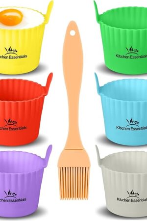 Air Fryer Baking Ramekins – Premium Food-Grade Silicone Mould Cups – Easy Release Nonstick Bakeware Set, 6-Pack for Eggs, Muffins, Cupcakes, Puddings, Tarts, Custards, and More!