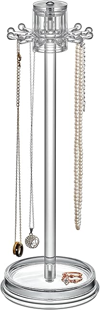 Amazing Abby - Temptation - Necklace Holder Stand with Spinning Hook Design, Jewelry Organizer Stand, Bracelet Tree Display, Perfect Storage Solution for Necklaces, Bracelets, Rings, and More