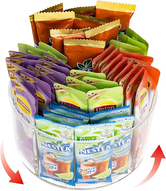 Drink Packet Organizer for Powdered Drink Mix,Powder Packet,Water Packet,Hydration Packets,Lazy Susan Organizer for Drink Mix Rotating Holder for Drink Mix Necessities