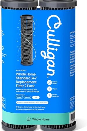 Culligan SCWH-5 Standard-Duty Whole House Water Filter Replacement Cartridges, 2-Pack, Black