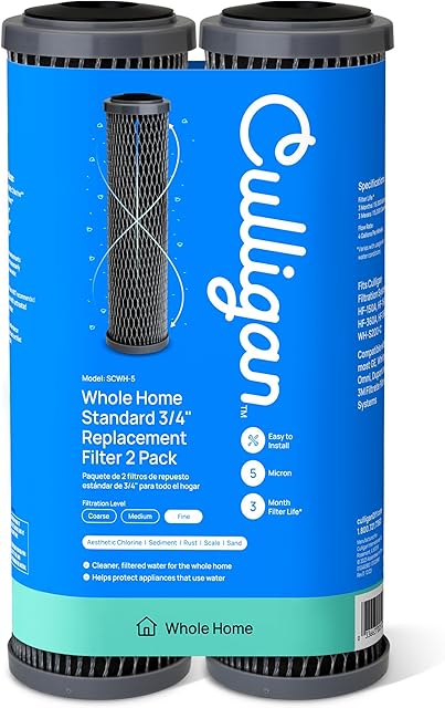 Culligan SCWH-5 Standard-Duty Whole House Water Filter Replacement Cartridges, 2-Pack, Black