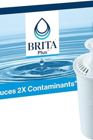 Brita Plus Water Filter, BPA-Free, High-Density Replacement Filter for Pitchers and Dispensers, Reduces 2x Contaminants*, Lasts Two Months or 40 Gallons, Includes 4 Filters