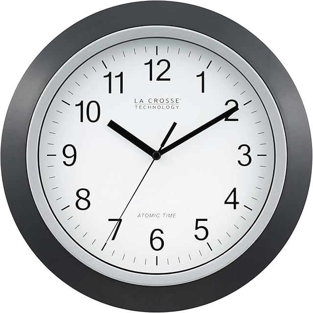 La Crosse Technology WT-3129B 12 Inch Atomic Analog Wall Clock, Pack of 1, Black