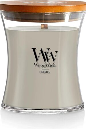 WoodWick Medium Hourglass Candle Fireside Scent Premium Soy Blend Wax Crackles as it Burns Perfect for Gifting 9.7oz