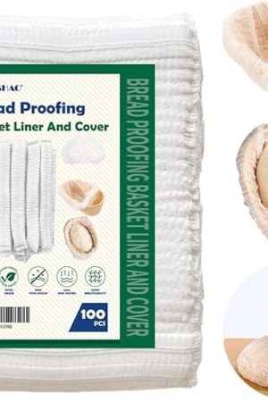 100 Pcs Banneton Liner,Banneton Bread Proofing Basket Non Woven Liners Non-Stick Dough,Bread Proofing Cover,Elastic Banneton Basket Liner,Sourdough Bread Baking Supplies