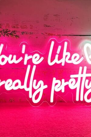 You're Like Really Pretty Neon Sign Your Like Really Pretty Neon Light with Heart Wall Decor for Teen Girls Bedroom, 16x8 Inch Preppy Pink LED Signs for Women Room Decor - 100,000H Lifespan
