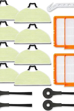 8 Vacmop Pads Replacement Parts for Shark RV2610WA RV2620WA RV2410WD AV2610WA AI Ultra 2- in-1 Matrix Clean Robot Vacuum models Spare Parts Accessories, 8 Mop Pads, 2 HEPA Filter, 4 Side Brushes