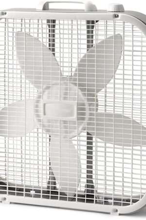 20" Classic Box Fan - 3 Speed Settings, Weather-Resistant Motor, 22.5 Inches Height, White - Indoor/Outdoor Use, New