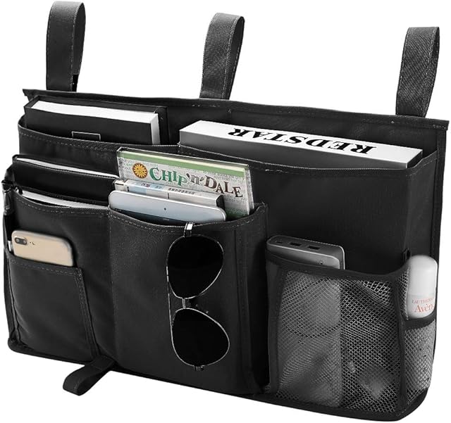 Bseash Bunk Bed Organizer, Bedside Caddy Hanging Bed Organizer Storage Bag 8 Pockets, for College Dorm Rooms Bed, Hospital Bed, Baby Bed Rails, 600D Oxford Cloth