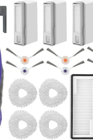 17 Pack Freo X Ultra Accessories Kit Replacement Compatible with Narwal Freo X Ultra Robot Vacuum Cleaner, 1 Main Roller Brush, 2 Hepa Filters, 4 Mop Pads, 4 Dust Bags, 6 Side Brush