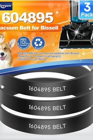 1604895 Belt for Bissell Powerforce Compact Upright Vacuum, Vacuum Belt Compatible with Bissell Vacuum Cleaner Model 2112, 1520, 2690, 3508, 23T7, 23T7V, 3130, 21129, 3 Pack
