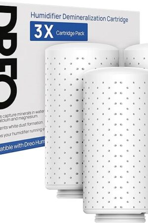Dreo Demineralization Cartridge 3-Pack for Humidifiers, Compatible with Dreo Humidifiers HM512S/713/713S/717S, Prevent Mineral Build-up, Filter Hard Water, Eliminate White Dust