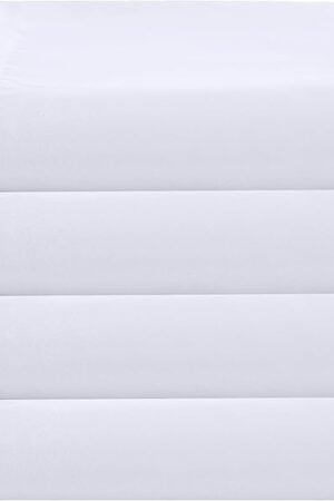ZPECC Twin Flat Sheet Only 4 Pack, Durable White Top Bed Sheets Hypoallergenic Soft Brushed Microfiber Color-Coded, 66"x96"