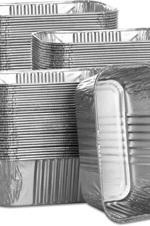 100 Pack 1Lb Aluminum Mini Loaf Baking Pans, 6? x 3.5? x 2? Heavy Duty Disposable Loaf Pans, Thick Foil Bread Pans for Baking Holiday Treats Food Storage and Takeout