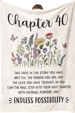 Afterprints 40th Birthday Gifts Women, Chapter 40 Blanket Gift for Her, 40 Year Old Birthday Gifts for Women, Friend, Sister, Mom, 1985 Bday Gift, Turning 40 Throw Blankets 50'' x 60''