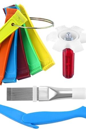 AMI PARTS 5 PCS Air Conditioner Fin Cleaner Set Include 3 Different Air Conditioner Condenser Fin Comb and 2 Different Condenser Fin Comb Brush