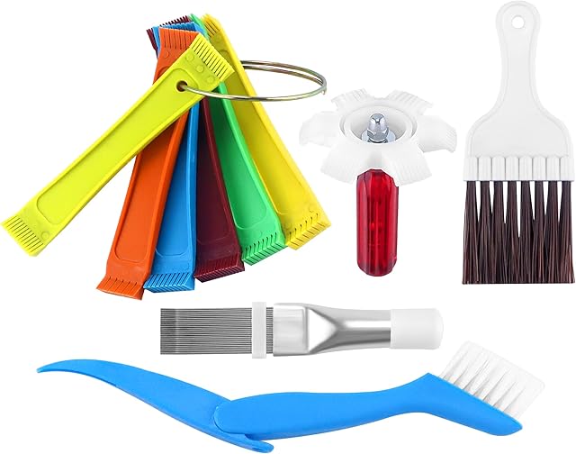AMI PARTS 5 PCS Air Conditioner Fin Cleaner Set Include 3 Different Air Conditioner Condenser Fin Comb and 2 Different Condenser Fin Comb Brush