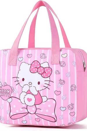 Cute Lunch Box for Women, Insulated Lunch Bag, Pink Reusable Lunch Tote Bag for Work Picnic Travel