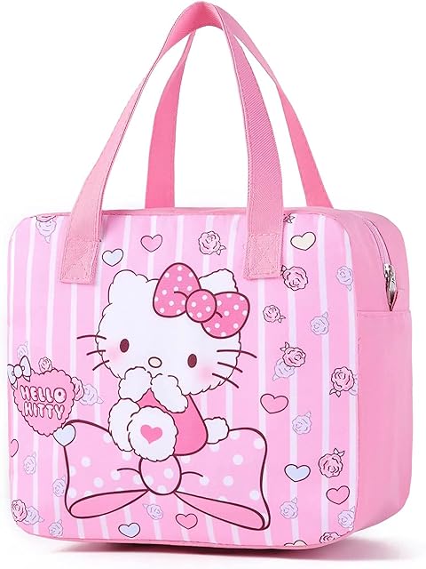 Cute Lunch Box for Women, Insulated Lunch Bag, Pink Reusable Lunch Tote Bag for Work Picnic Travel