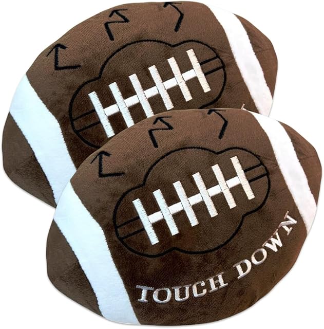 The GiftExpress 2 Pack Football Plush Pillows - 12" Soft Fluffy Cotton Stuffed Football Shaped Throw Cushion Decor - Cuddly Game Day Sports Gifts for Kids & Adults