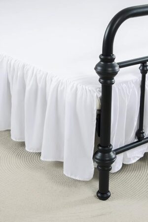 Bed Skirt Queen Size Ruffled Bed Skirt with Split Corners, 14 Inch Drop Dust Ruffle Bed Skirt with Platform, White
