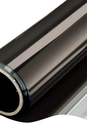 WPCTEV Window Film One Way Mirror Tint Vinyl Daytime Privacy Static Non-Adhesive Decorative Heat Control Anti UV Window Covering for Home and Office Black Silver 6 Mil 17.5 Inch x 6.5 Feet