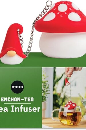 Cute Tea Strainers - Loose Leaf Tea Steeper, Tea Infuser for Loose Leaf Tea, Tea Diffusers, Tea Accessories, Mushroom Gifts, Cute Kitchen Accessories, White Elephant Gifts, (Gnomeo, Gnome)