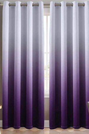 Yakamok Light Blocking Gradient Color Curtains Purple Ombre Blackout Curtains Room Darkening Thermal Insulated Grommet Window Drapes for Living Room/Bedroom (Purple, 2 Panels, 52x84 Inch)
