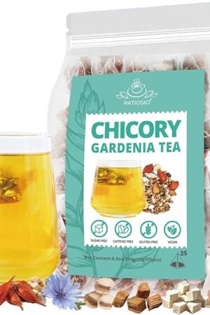 Chicory And Gardenia Tea - Kidneys & Liver Health Tea, 8 Herbal Ingredients Natural Blend, Chicory and Gardenia Tea Bags, Chinese Herbal Tea (250g/10g x25pcs)