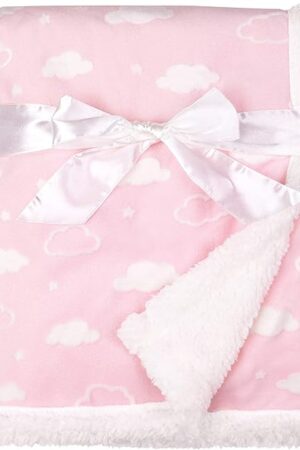 American Baby Company Receiving Blanket Chenille Sherpa 3D Pink 30" x 35"