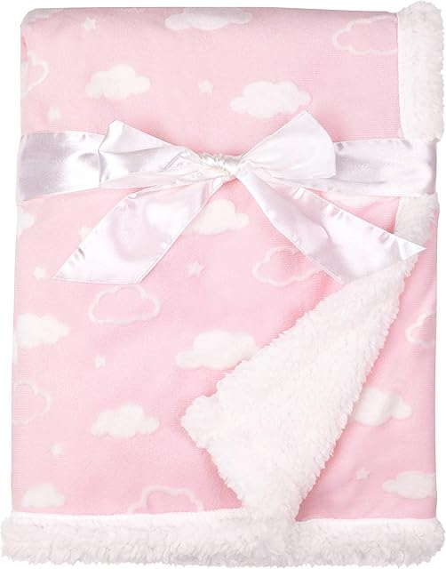 American Baby Company Receiving Blanket Chenille Sherpa 3D Pink 30" x 35"