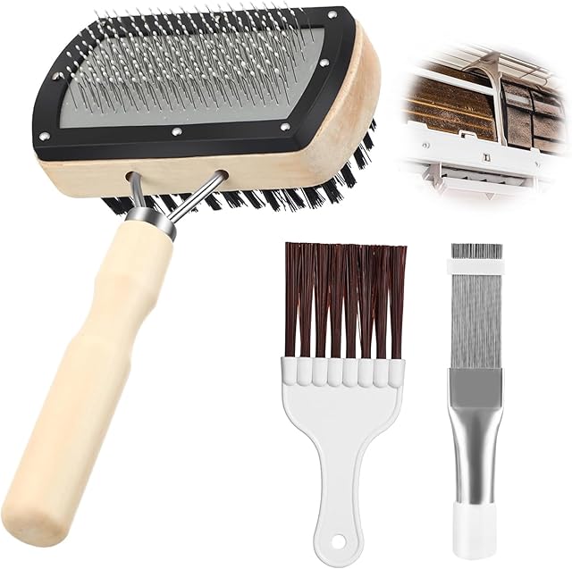 3PCS Air Conditioner Condenser Fin Cleaning Brush Kit, Stainless Steel HVAC Coil Cleaner for AC, Refrigerator & Mini Split Systems, Evaporator Radiator Fin Repair & Fridge Cleaning Tool