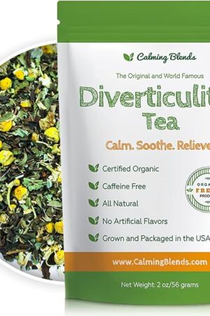 Calming Blends Diverticulitis Tea | Organic Loose Leaf Tea, Caffeine Free | 36 Cups | Made In USA