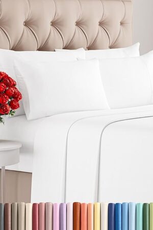 CGK Linens Queen 6 Piece Sheet Set - Cooling Sheets for Hot Sleepers - Hotel Luxury Bedding Set with 8-16 Inch Deep Pockets - 1 Flat & 1 Fitted & 4 Pillowcases - Soft, Easy Care & Wrinkle Free - White