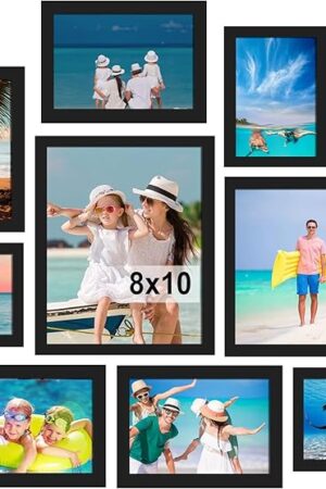 BESCRCL 10 Pack Picture Frames Collage Wall Decor, Gallery Wall Frame Set for Tabletop or Wall Mounting Display, Multi Size with Two 8x10, Four 5x7, and Four 4x6 Photo Frames, Black