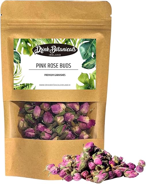 Edible Pink Rose Buds - 100% Natural - 1.41oz - 100+ Servings | Tea Infusion | Cocktail Garnishes | Cake Decorations | Soap Making | Wedding Decorations | Confetti