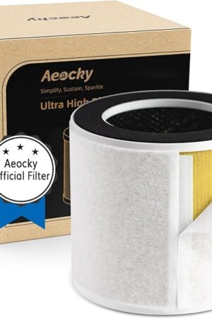 5-in-1 Air Purifier Replacement Filter for Aeocky Pandora with Washable Pre-Filter, Activated Carbon Filter, 2nd Generation, 1 Pack, PET