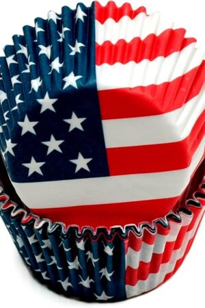 Chef Craft Paper Patterned Cupcake Liners, 50 count, Red/White/Blue