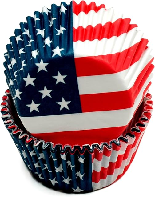 Chef Craft Paper Patterned Cupcake Liners, 50 count, Red/White/Blue