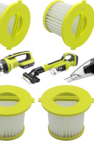 4 Pack HEPA Filters Fit Ryobi 18V ONE+ Hand Vacuum Cleaners PCL704 Series, PCL705 Series, PCL700 Series, Also Fit HART 20-Volt Hand Vacuum HPHV34, HPHV33B, HPHV34B, HPHV33B and Fit Hoover BH57400V