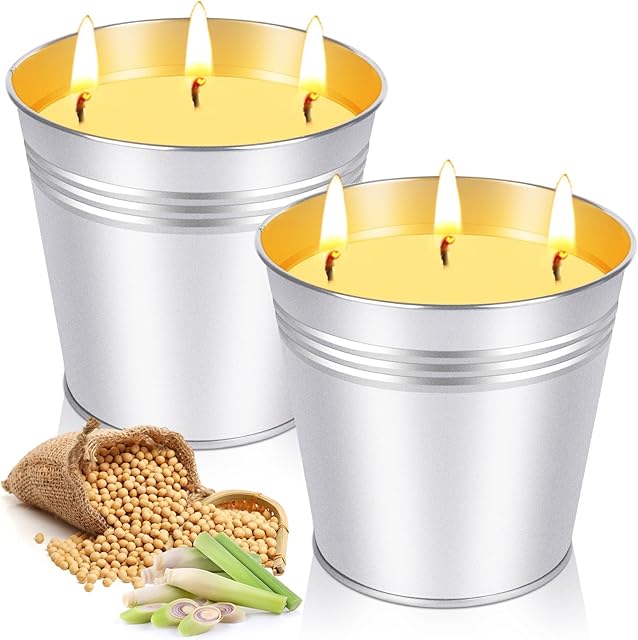 Citronella Candles Outdoor - 28oz Citronella Candles Large, 3 Wicks Natural Soy Candle, Up to 200-Hour Burn Time, Long-Lasting Candle for Patio, Garden, Backyard, Outdoor Party, Summer Camping