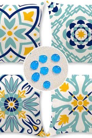 Cirzone Outdoor Pillow Covers Set of 4 Geometric Patterns Waterproof Throw Pillow Covers 18x18 inch Boho Decorations for Funiture Patio Garden Home