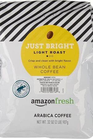 Amazon Fresh, Just Bright Whole Bean Coffee Light Roast, 32 Oz