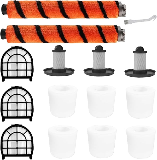Brush Roller Foam Hepa Felt Filters Compatible with Shark LZ600 LZ601 LZ602 LZ602C APEX UpLight Lift-Away DuoClean Vacuum Cleaner # XFFLZ600 & XHFFC600