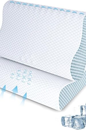 2 Pack Neck Pillow Memory Bed Foam Pillows - Neck Support Pillow for Pain Relief, Ergonomic Cervical Pillow for Sleeping, Orthopedic Contour Bed Pillow for Side, Back, Stomach Sleepers,Blue