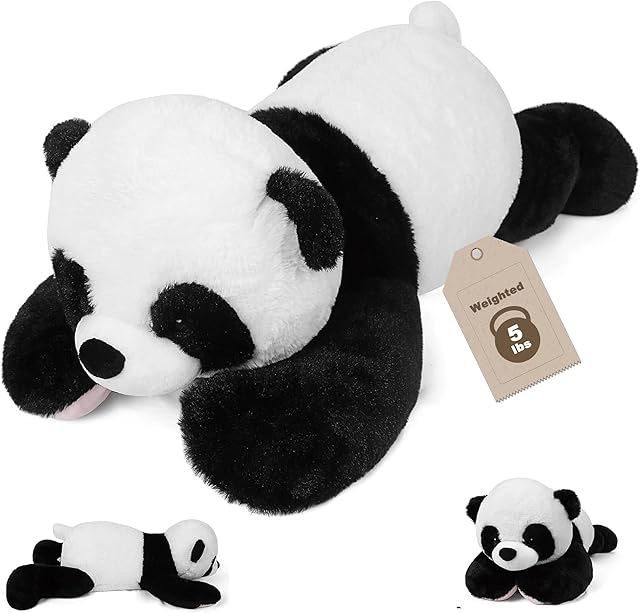 5 lbs 24 inches Panda Weighted Stuffed Animals, Cuddly Weighted Panda Plush Pillow Giant Plushie Ideal Gift for Adults & Kids